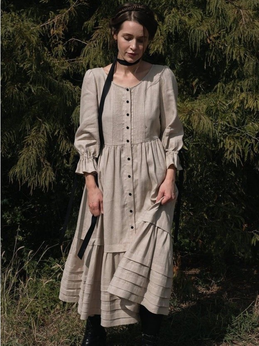 Of Her Own Kind Lennox Dress in Wheat Linen